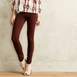 Pilcro & The Letterpress Serif Velvet Skinny Pants Brown Size 25 Anthropologie